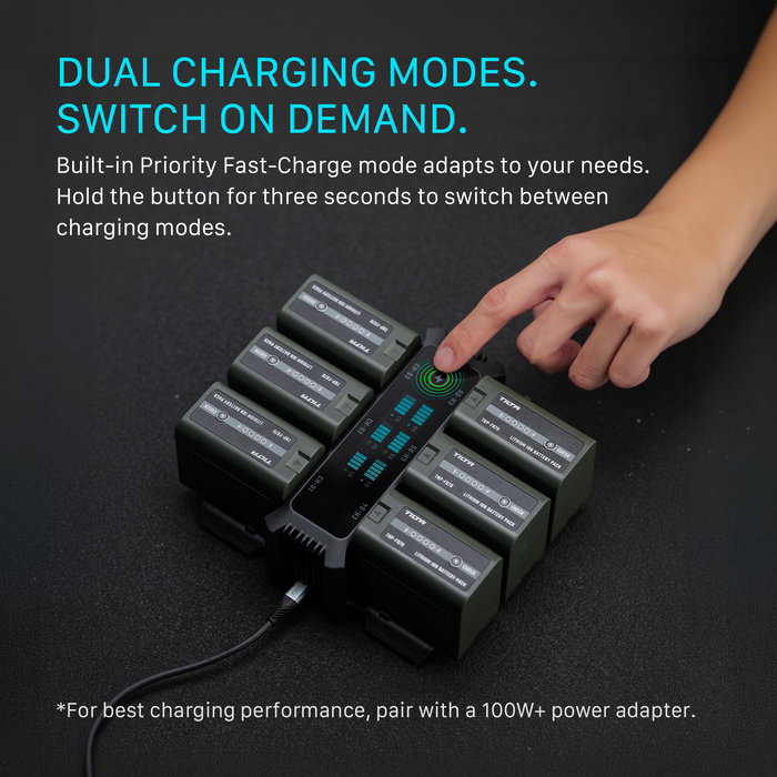 Tilta Foldable Charging Station for L-Series/NP-F Batteries (6 Channel) - Black