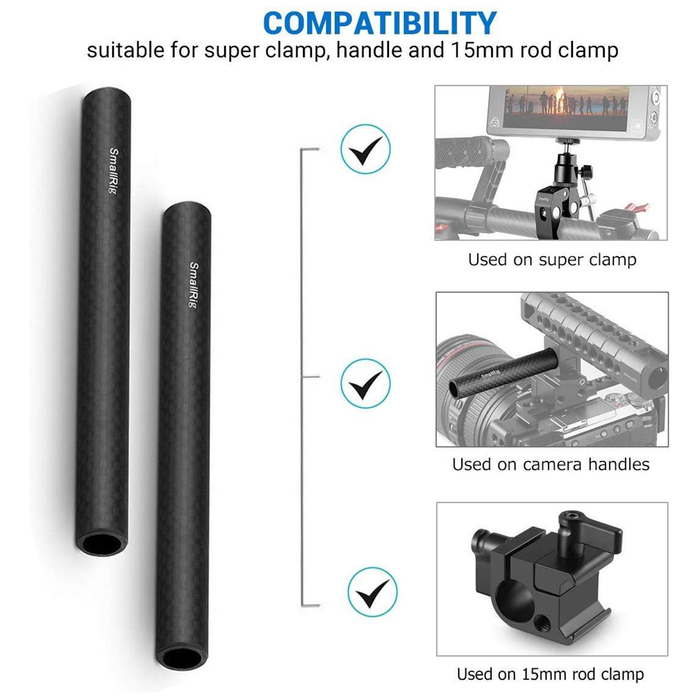 SmallRig 15mm Carbon Fiber Rod Set - 6in 1872