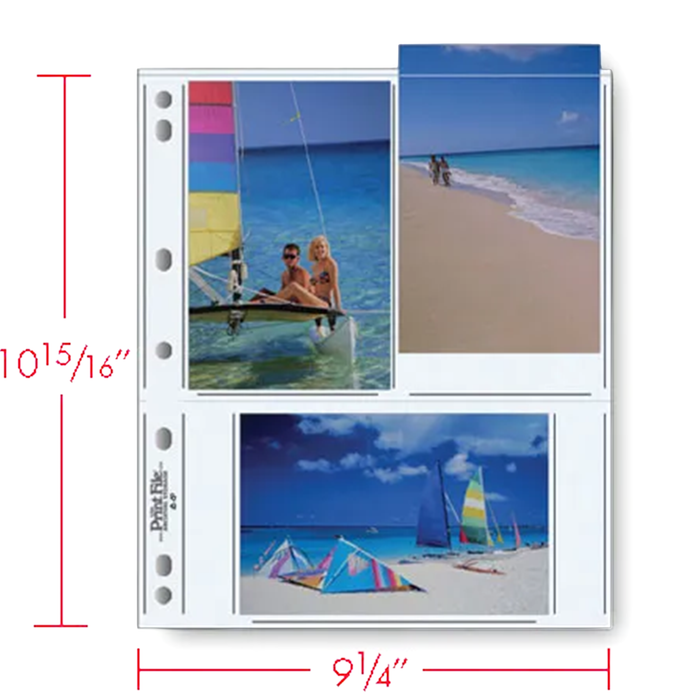 Print File 46-6P* Archival Photo Pages with 3 Pockets (Holds 4x6" Prints) - 25 Pack