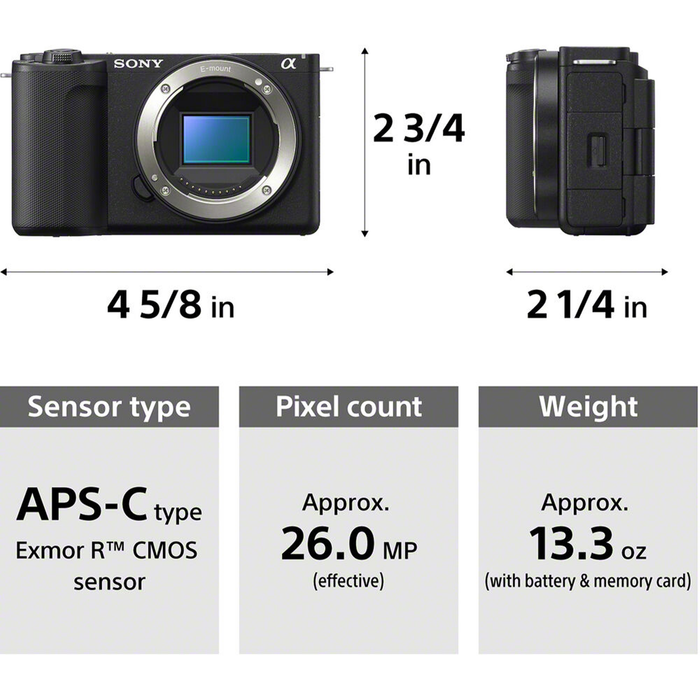 Sony Alpha ZV-E10 II Mirrorless Camera with 16-50mm Lens - Black