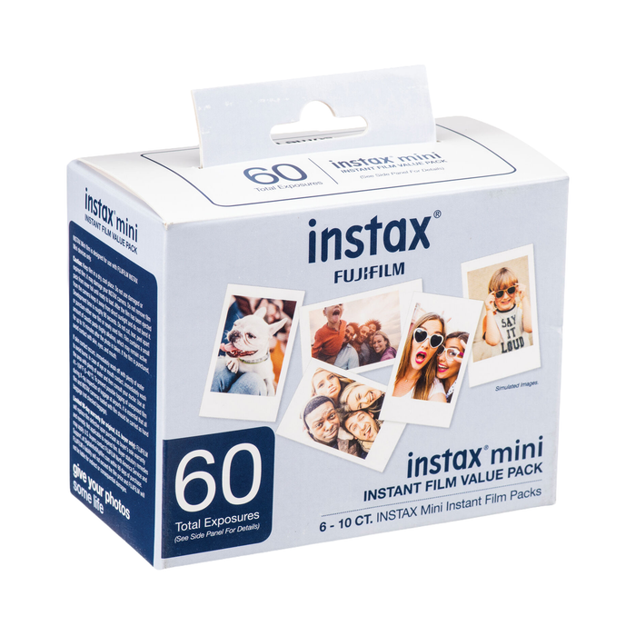 Fujifilm Instax Mini White Frame Instant Film Value Pack, White Frame - 60 Exposures
