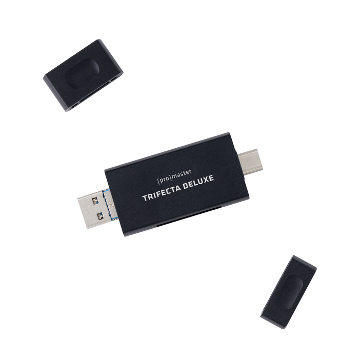 ProMaster Trifecta Deluxe UHS-II SD & Micro SD Card Reader with USB-C, USB-A & USB Micro-B Connectors