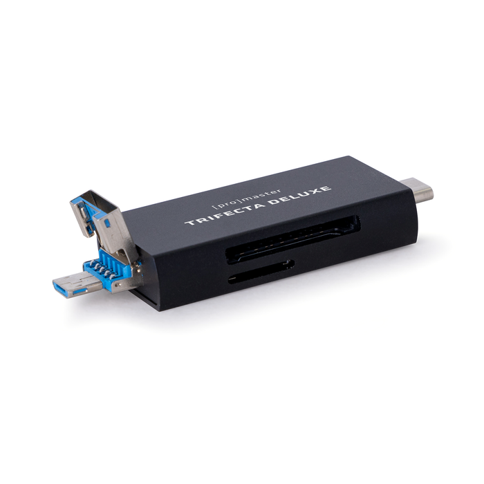 ProMaster Trifecta Deluxe UHS-II SD & Micro SD Card Reader with USB-C, USB-A & USB Micro-B Connectors