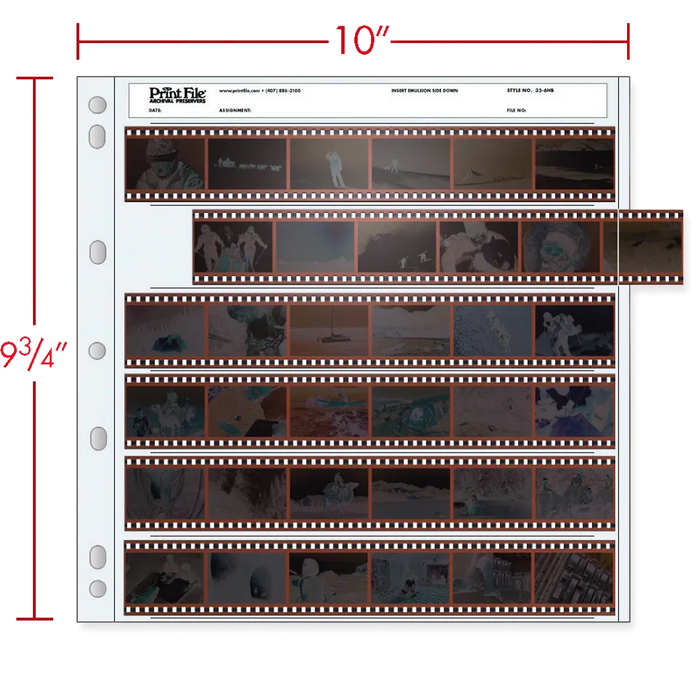 Print File 35-6HB Archival Negative Pages for 35mm Film (Holds 6 Strips) - 100 Pack