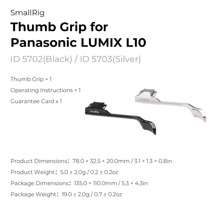 SmallRig Thumb Grip for LUMIX L10 5703 - Silver