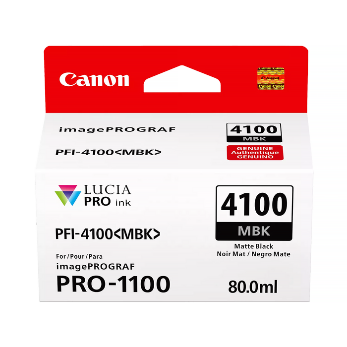 Canon PFI-4100 Matte Black Pigment Ink Cartridge for imagePROGRAF PRO-1100 Printer - 80mL