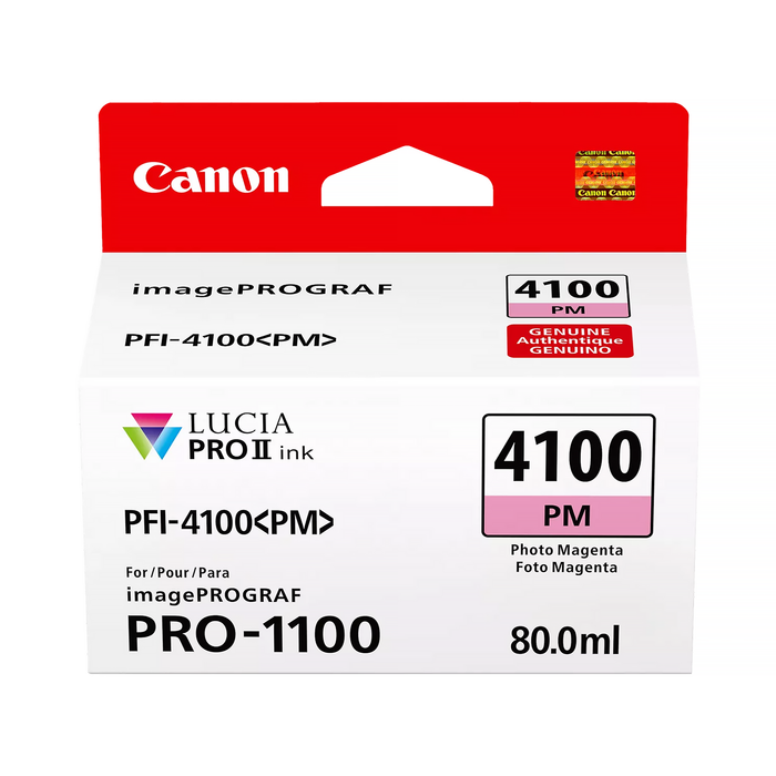 Canon PFI-4100 Photo Magenta Pigment Ink Cartridge for imagePROGRAF PRO-1100 Printer - 80mL