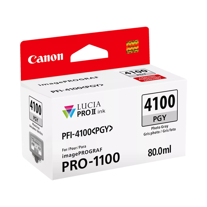 Canon PFI-4100 Photo Gray Pigment Ink Cartridge for imagePROGRAF PRO-1100 Printer - 80mL