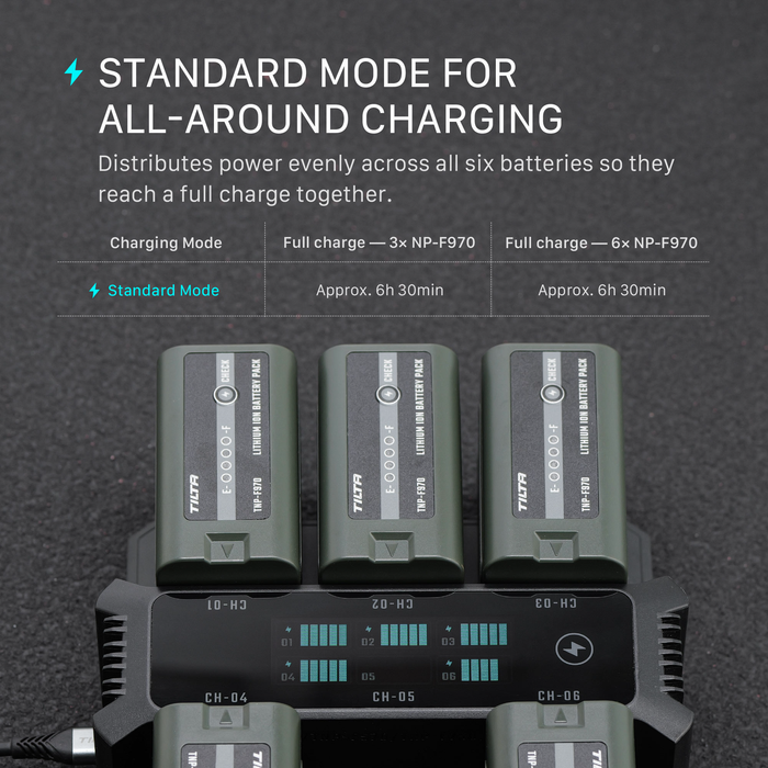 Tilta Foldable Charging Station for L-Series/NP-F Batteries (6 Channel) - Black