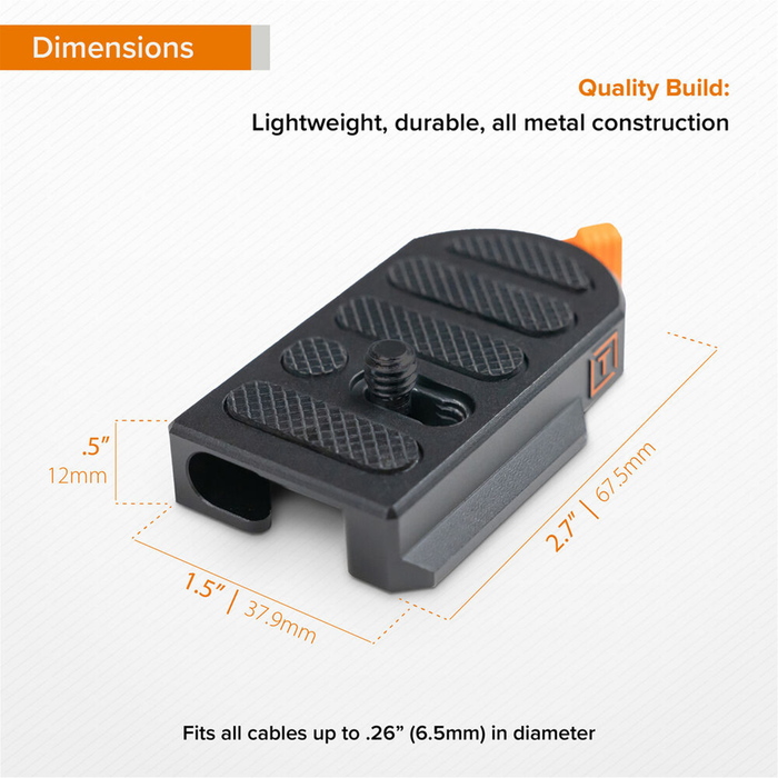 Tether Tools TetherGuard LeverLock Plate & Cable Bundle, Straight USB-C to Straight USB-C, 15' - High Visibility Orange