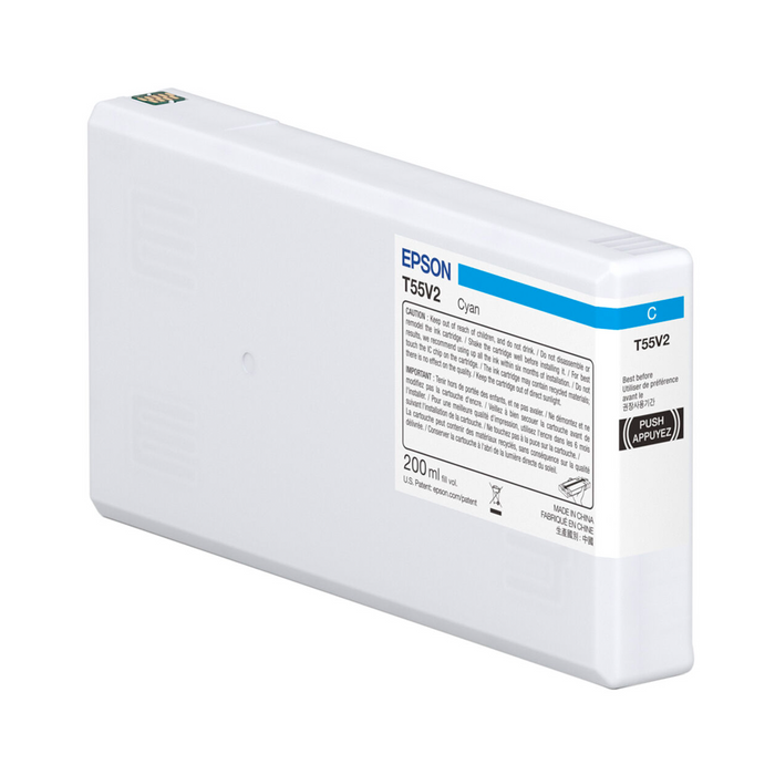 Epson T55V200 UltraChrome PRO10 Cyan Ink Cartridge for SureColor P5370 Printer - 200mL