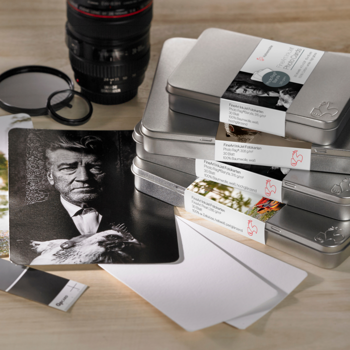 Hahnemühle FineArt Baryta Satin Photo Cards in Tin Box, 300, 4" x 6" - 30 Cards