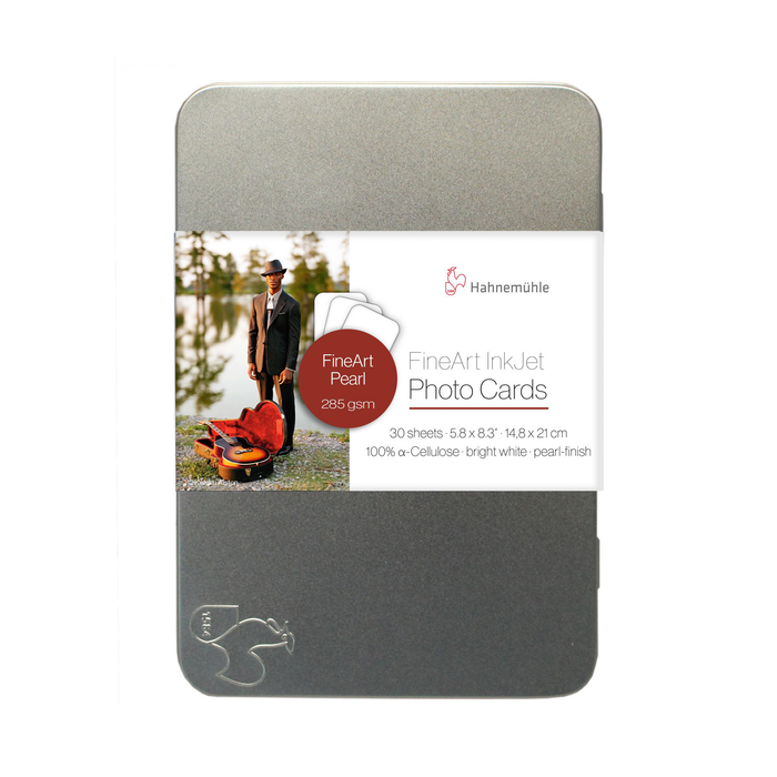 Hahnemühle FineArt Pearl Photo Cards in Tin Box, 285, A5 5.8" x 8.3" - 30 Cards