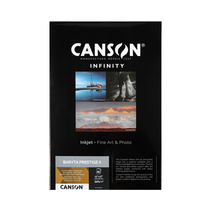 Canson Infinity Baryta Prestige II Glossy Inkjet Paper, 340 gsm, 11 x 17" - 25 Sheets