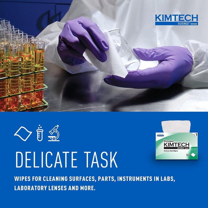 Kimwipes 1-Ply Delicate Task Wipes, 4.4" x 8.2" - 286 Sheets