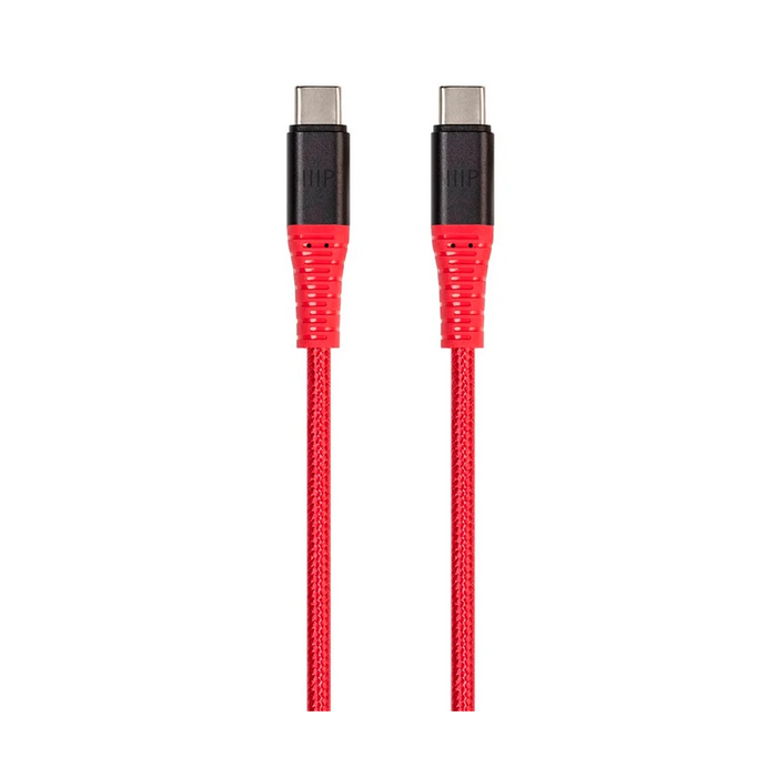 Monoprice AtlasFlex Series USB-C 2.0 to USB-C Charge & Sync Kevlar Reinforced Nylon-Braided Cable, 6ft (1.8m) - Red
