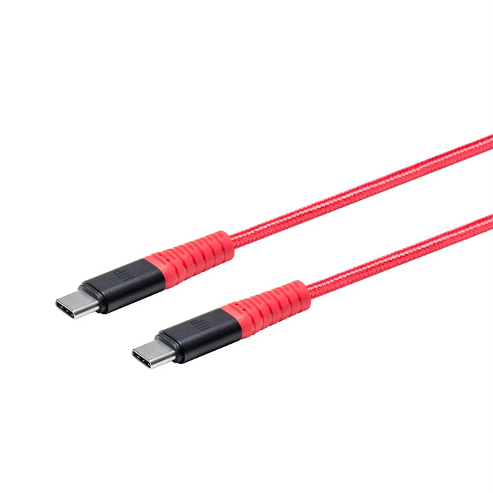 Monoprice AtlasFlex Series USB-C 2.0 to USB-C Charge & Sync Kevlar Reinforced Nylon-Braided Cable, 6ft (1.8m) - Red