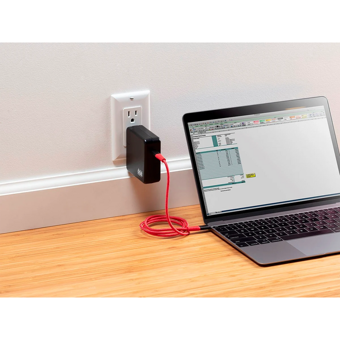 Monoprice AtlasFlex Series USB-C 2.0 to USB-C Charge & Sync Kevlar Reinforced Nylon-Braided Cable, 6ft (1.8m) - Red