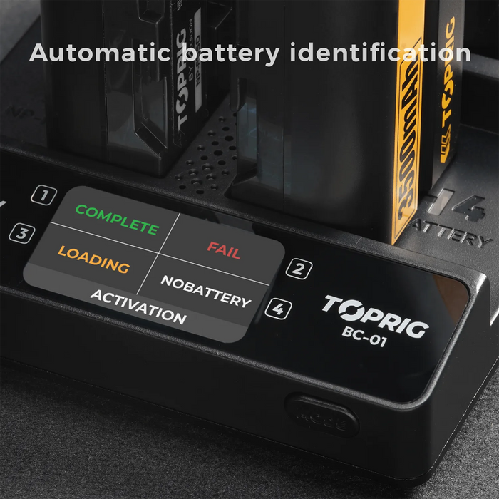 Accsoon TopRig 100W 4-Bay NP-F Fast Charger Kit with 100W PD Cable & 100W Power Adapter