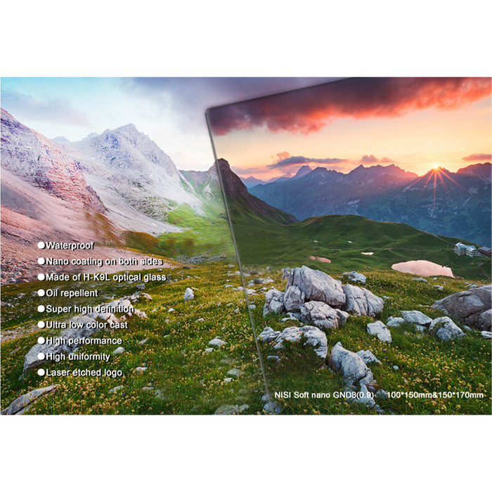 NiSi 100x150mm Nano IR Soft Graduated ND16 Neutral Density 1.2 4-Stop Filter