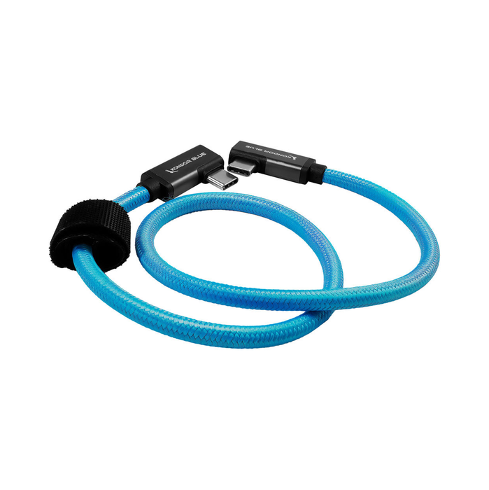 Kondor Blue Dual Right Angle 18" USB-C Braided Cable for 8K Data & Power Delivery - Kondor Blue