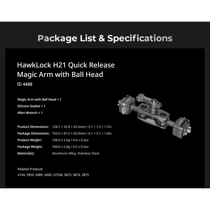 SmallRig HawkLock H21 Quick Release Magic Arm with Ball Heads 4488