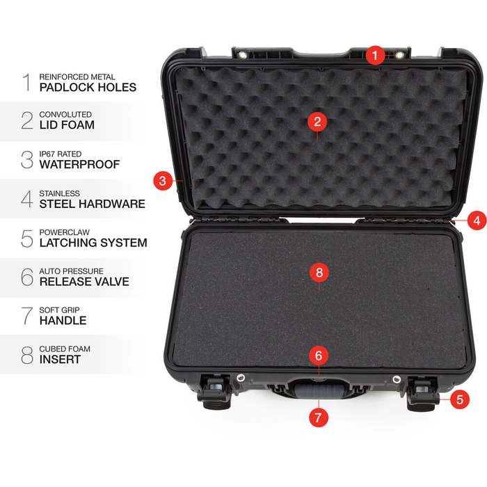 Nanuk 935 Wheeled Protective Case with Cubed Foam & Lid Foam - Black