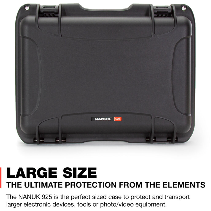 Nanuk 925 Medium-Series Pro Photo Kit Protective Case with Padded Dividers & Lid Organizer - Black