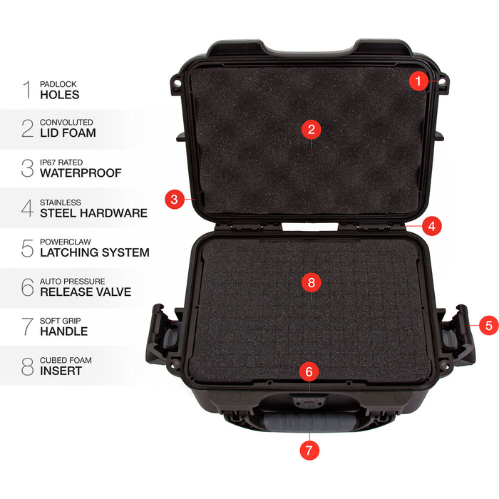 Nanuk 904 Small-Series Protective Case with Cubed Foam & Lid Foam - Black