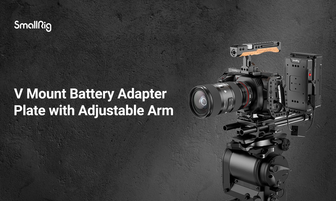 SmallRig V-Mount Battery Adapter Plate with 15mm LWS Rod Clamp & Adjustable Arm 3204