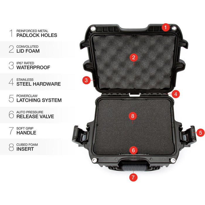 Nanuk 908 Small-Series Protective Case with Cubed Foam & Lid Foam - Graphite