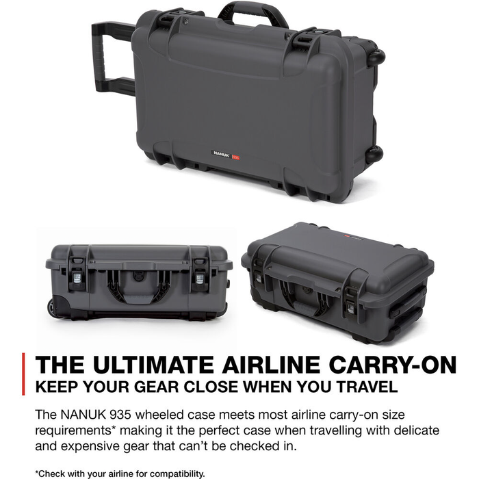 Nanuk 935 Wheeled Pro Photo Kit Protective Case with Padded Dividers & Lid Organizer - Graphite