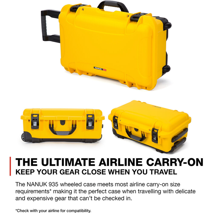 Nanuk 935 Wheeled Pro Photo Kit Protective Case with Padded Dividers & Lid Organizer - Yellow