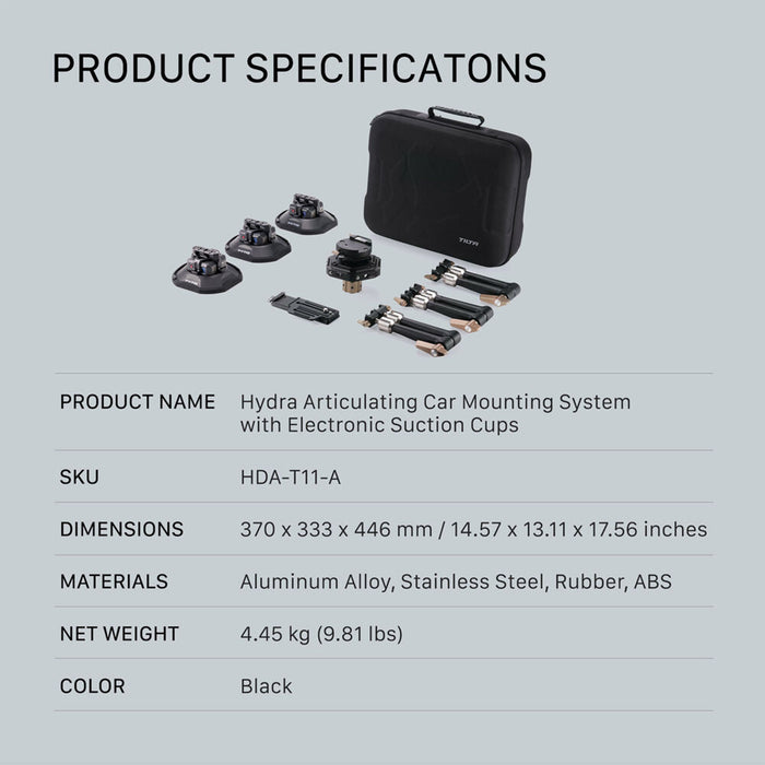 Tilta Hydra Articulating Car Mounting System with Electronic Suction Cups