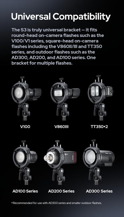 Godox S3 Speedlite Bracket (Bowens Mount)