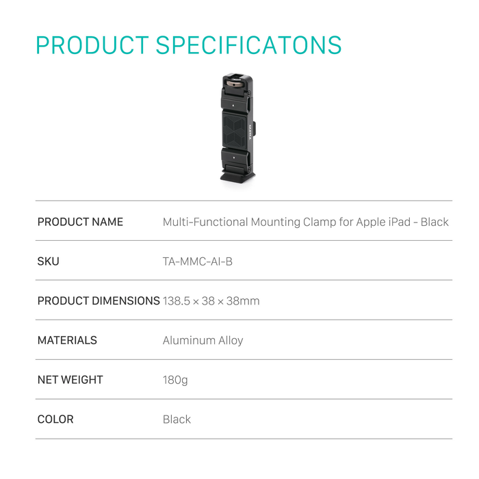 Tilta Multi-Functional Mounting Clamp for Apple iPad