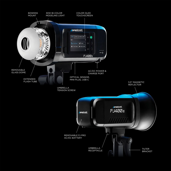 Westcott FJ400 II Touchscreen Strobe with FJ Pro AC/DC Battery (400Ws)
