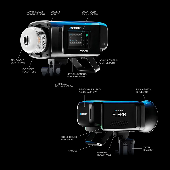 Westcott FJ800 Touchscreen Strobe with FJ Pro AC/DC Battery (800Ws)