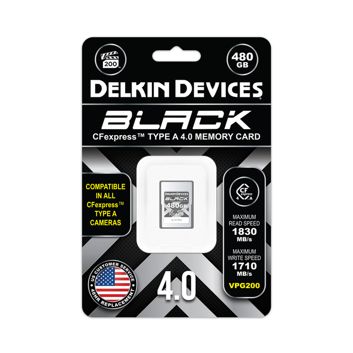 Delkin Devices 480GB BLACK CFexpress Type A 4.0 VPG200 Memory Card