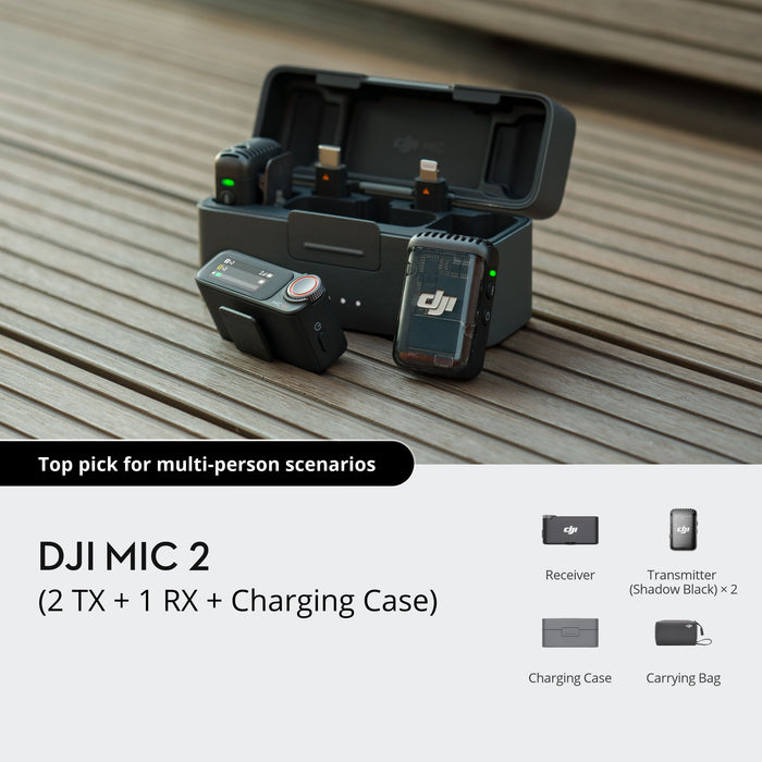 DJI Mic 2 2-Person Compact Digital Wireless Microphone System/Recorder 2.4 GHz - 2 TX + 1 RX