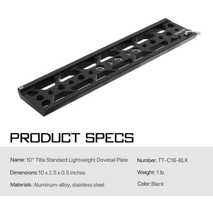 Tilta 10" Standard Lightweight Dovetail Plate - Black