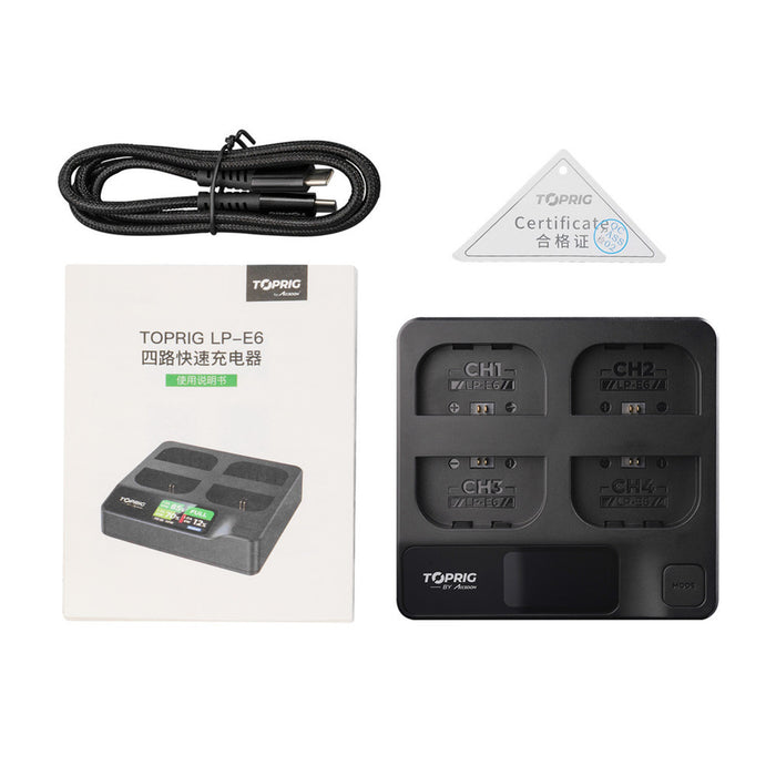 Accsoon TopRig 100W 4-Bay LP-E6 Fast Charger
