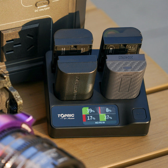 Accsoon TopRig 100W 4-Bay LP-E6 Fast Charger