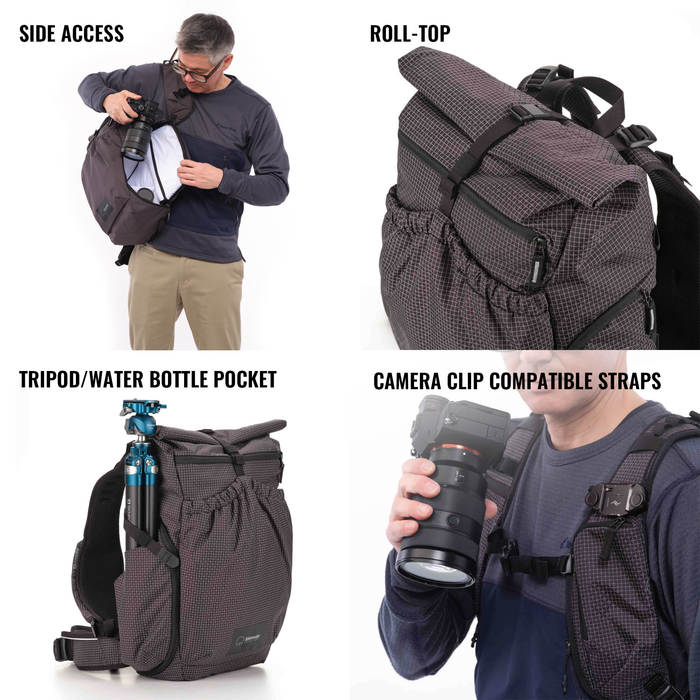 Shimoda Side Lite 22 Backpack Starter Kit with Medium Modular Top Loader - Black/White