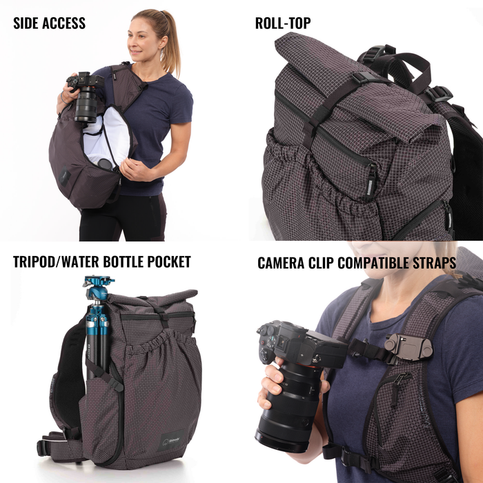 Shimoda Side Lite 22 Backpack Women's Starter Kit with Medium Modular Top Loader - Black/White