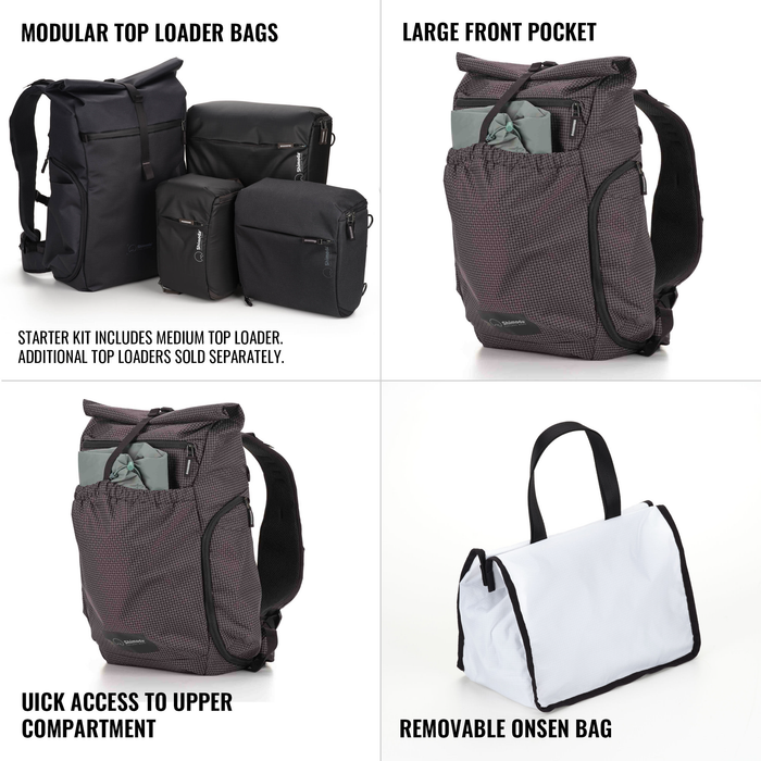 Shimoda Side Lite 22 Backpack Women's Starter Kit with Medium Modular Top Loader - Black/White