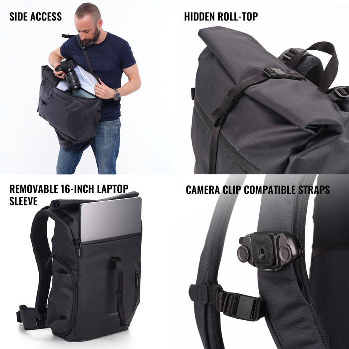 Shimoda Side Street 28 Backpack Starter Kit with Medium Modular Top Loader - Anthracite Black