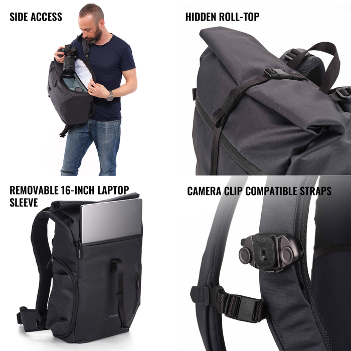Shimoda Side Street 22 Backpack Starter Kit with Medium Modular Top Loader - Anthracite Black