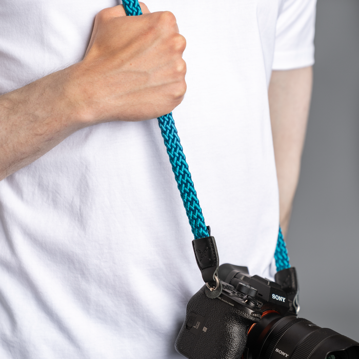 Cooph Braid Camera Strap with Steel Ring, 49.2" (125cm) - Aqua