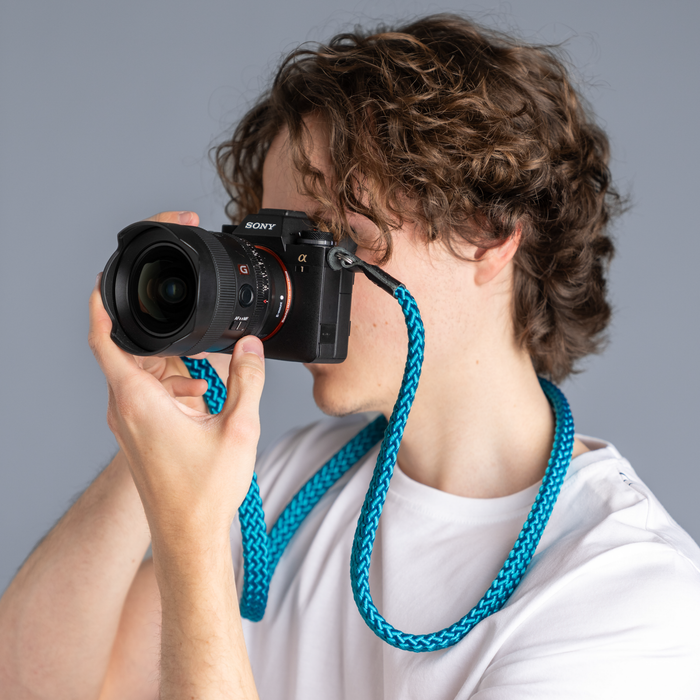 Cooph Braid Camera Strap with Steel Ring, 49.2" (125cm) - Aqua